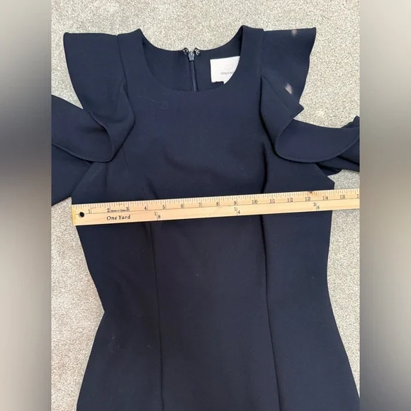 Cinq a Sept Elegant Navy Dress with Ruffle Detailing | size 4 | EUC - Picture 7 of 12